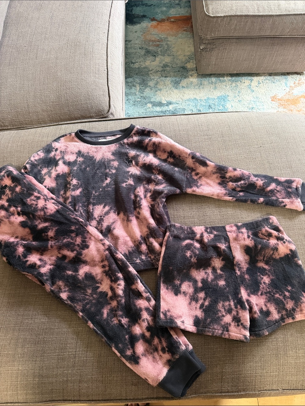 Abercrombie & Fitch Pink and Black Tie-Dye Kids Pajama Set